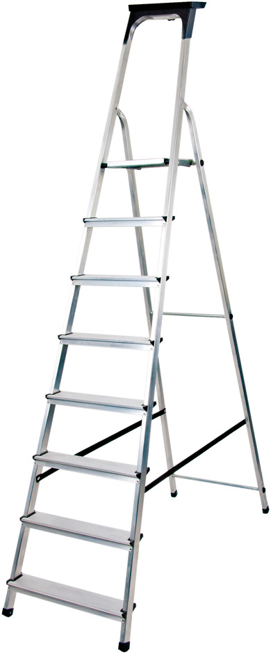 Haushaltsleiter Aluminium Mit Arbeitsschale 8 Stufen Plattformhohe 1 62m Brennenstuhl
