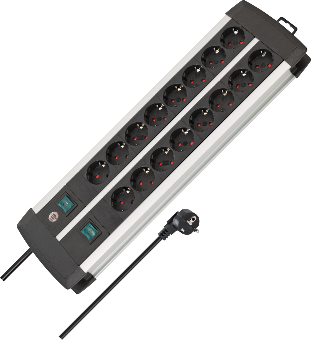 Premium-Alu-Line Technik Steckdosenleiste 16-fach Duo schwarz