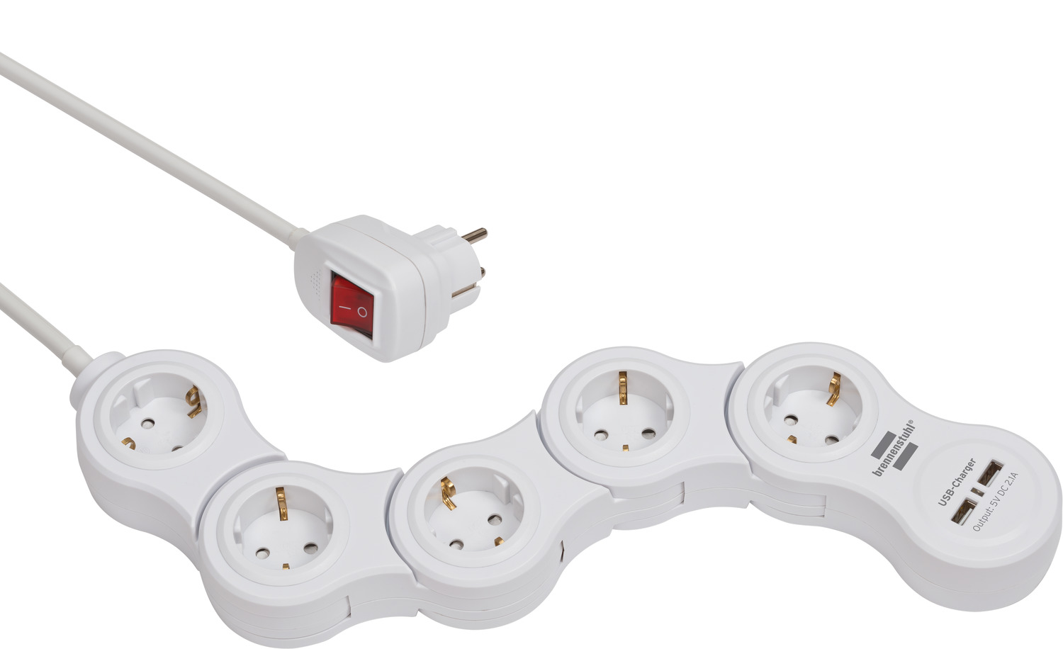 Vario Power Steckdosenleiste mit USB-Ladefunktion 5-fach weiß, 1 