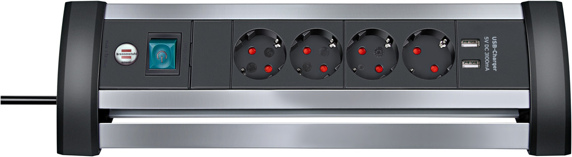 Alu Office Line Steckdosenleiste Mit Usb Ladefunktion 4 Fach 1 8m