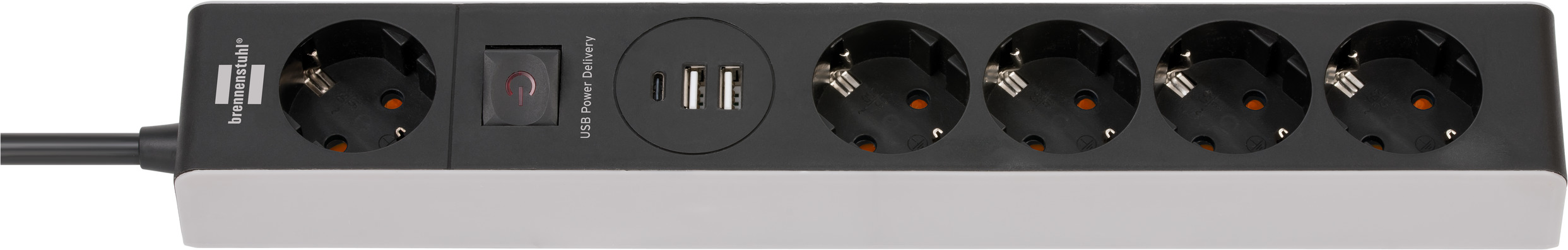 Steckdosenleiste USB C Power Delivery 5-fach grau/schwarz
