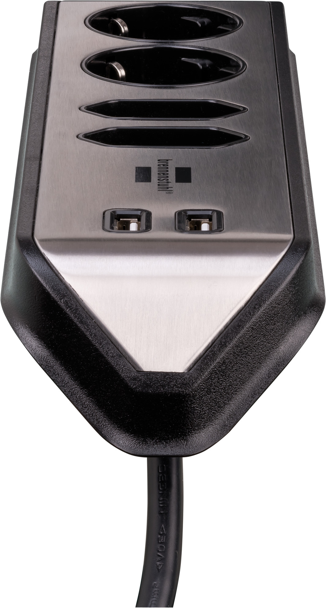 brennenstuhl®estilo Ecksteckdosenleiste mit USB-Ladefunktion 4-fach silber/schwarz