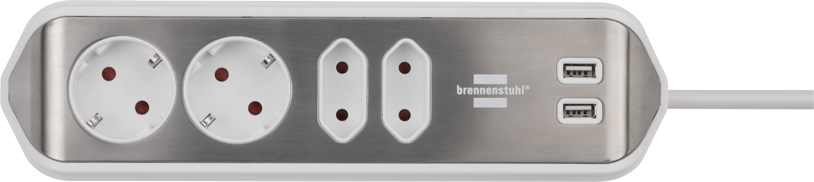 brennenstuhl®estilo Ecksteckdosenleiste mit USB-Ladefunktion 4-fach 2x