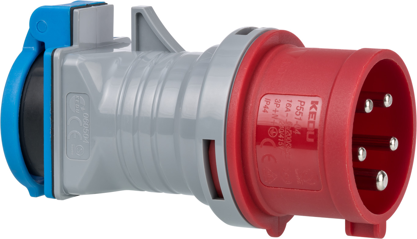 Adapter Starkstrom CEE 32A Rot auf CEE 16A blau Camping