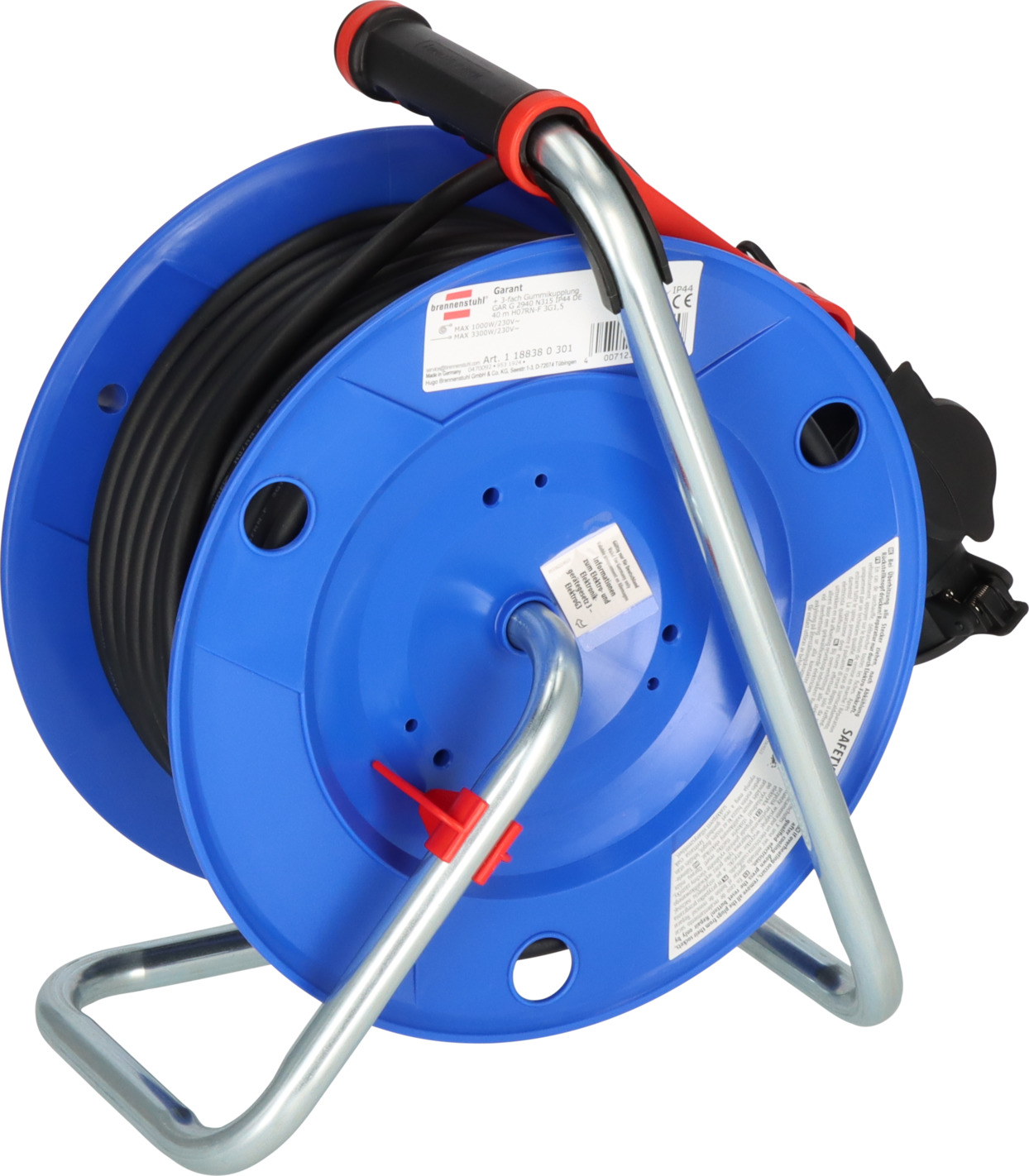 Brennenstuhl Garant G – Avvolgicavo Da Esterno IP44 40m Con 3 Prese In Gomma, Made In Germany - 2