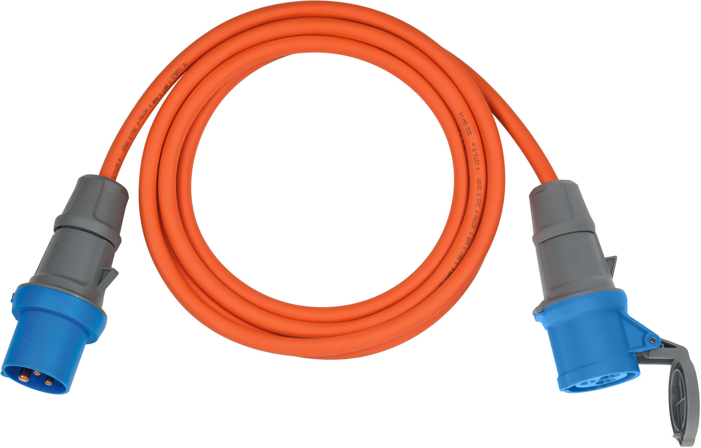 CEE Verlängerungskabel 5m H07RN-F 3G2,5 orange CEE Stecker und