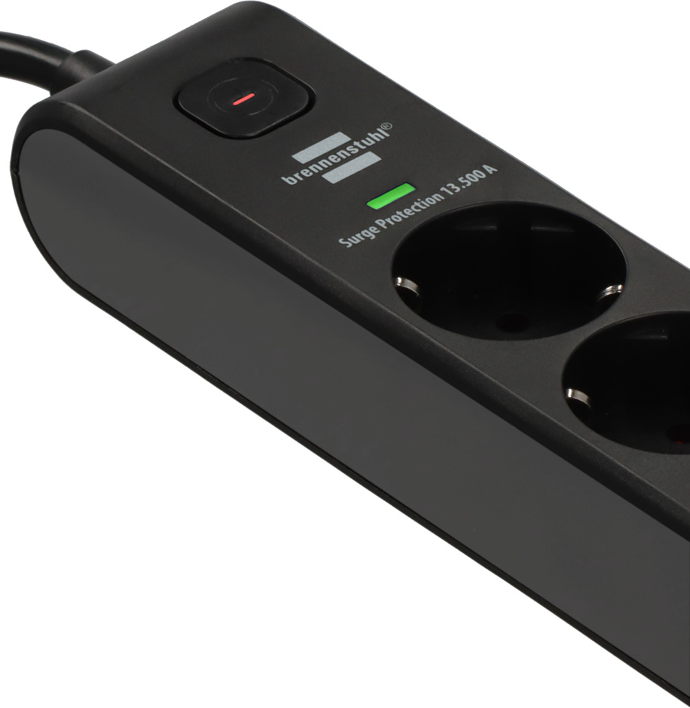 Brennenstuhl 6-voudige Stekkerdoos Met 2x USB (1x USB-C PD 20W) En Overspanningsbeveiliging – 2 Meter Kabel