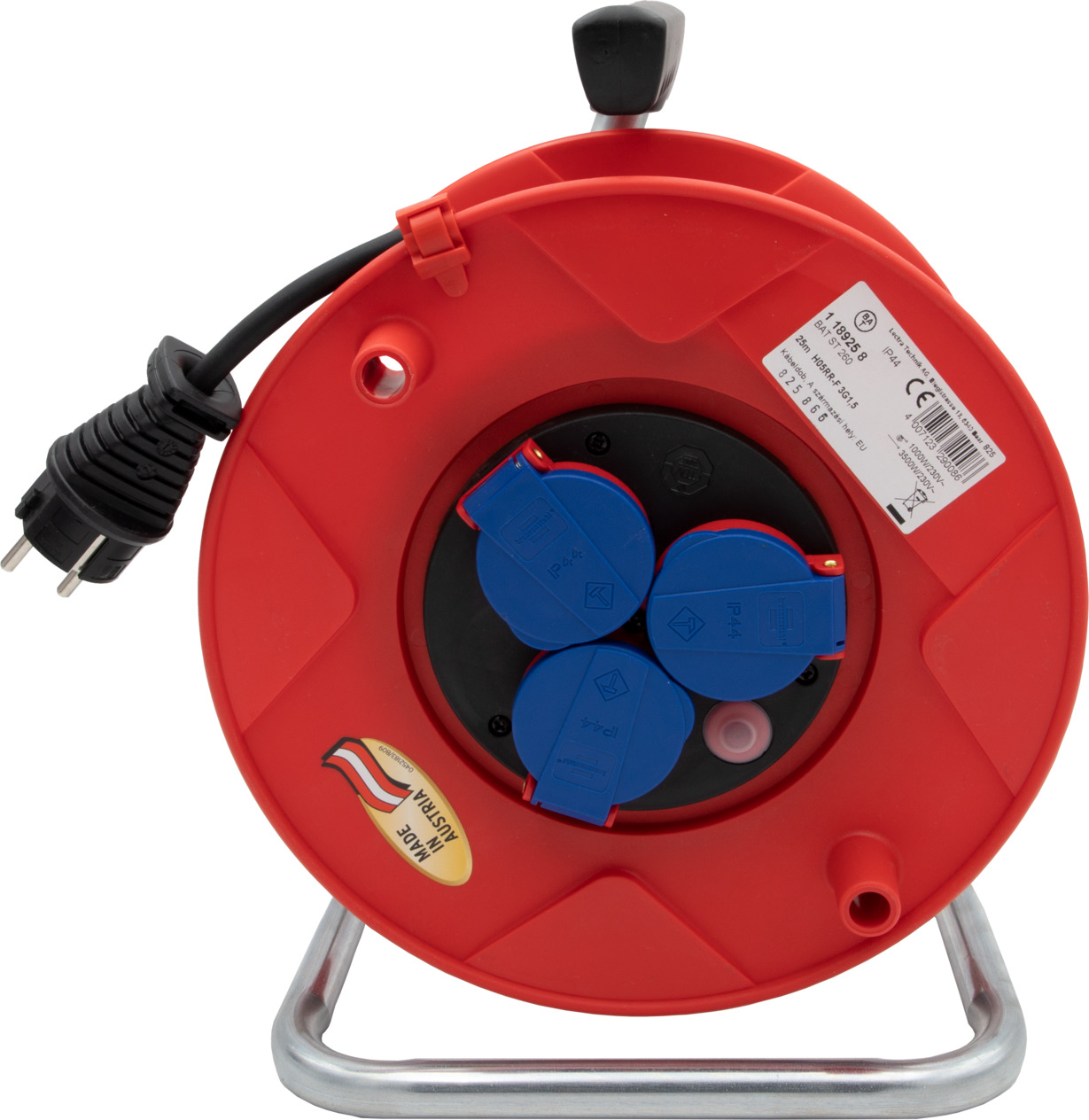 BAT cable reel 260, 3x protective contact sockets 230V/16A, 25m H05RR-F ...
