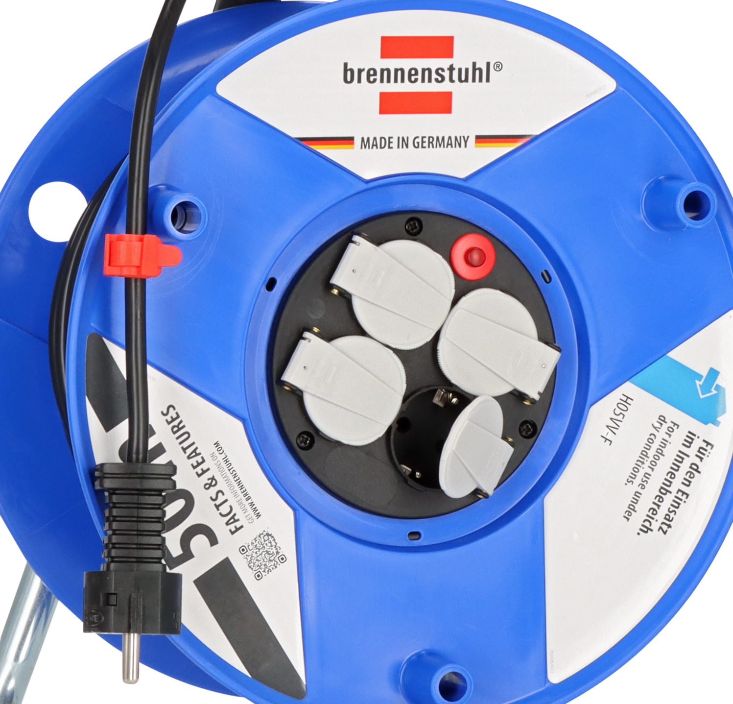 Avvolgicavo Brennenstuhl Garant 110V 50m - Bobina Con 2 Prese, Protezione Termica, Giallo