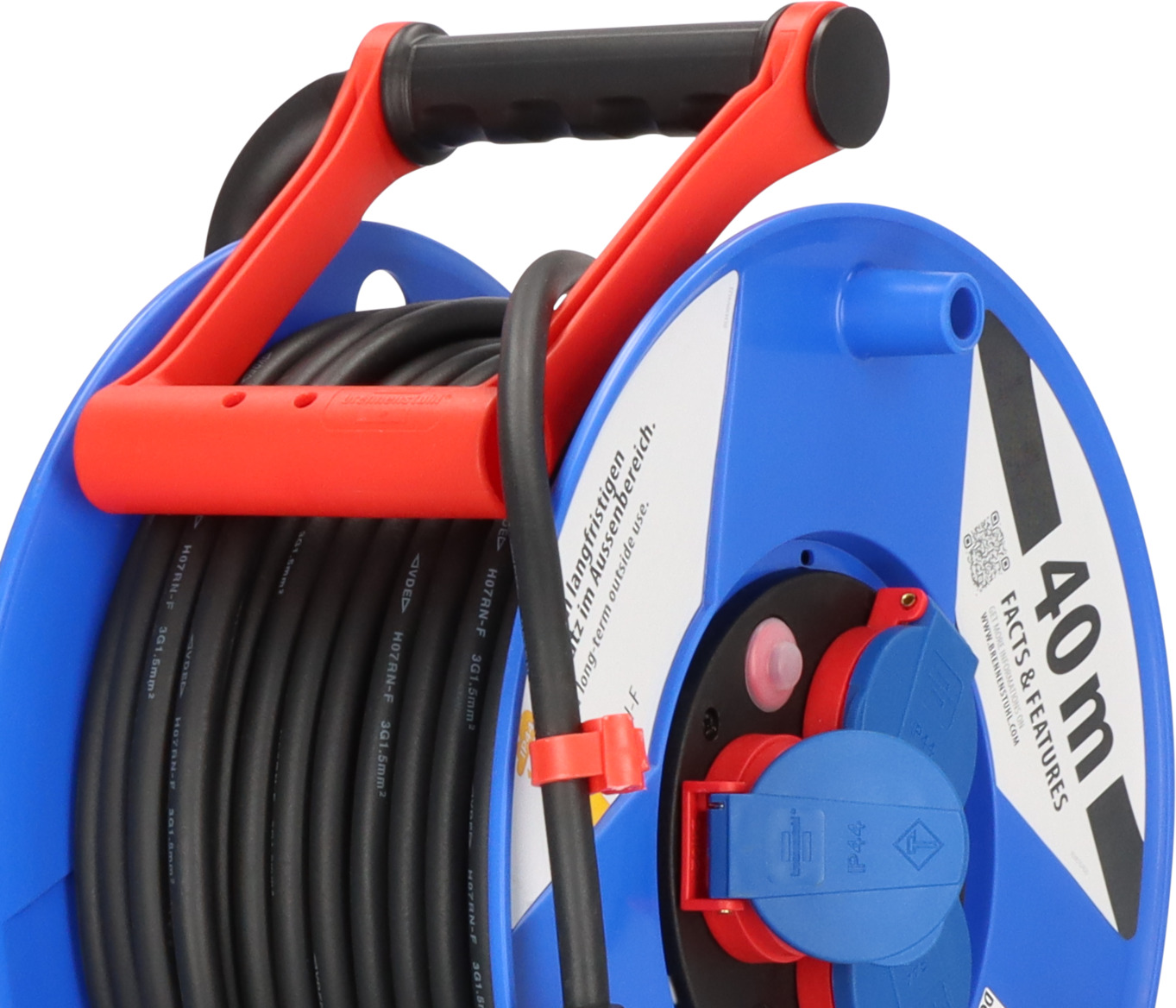 enrouleur Standard Rolup - 4 prises 2P T, 30 m, H05VV-F 3G1,5 - 240 mm