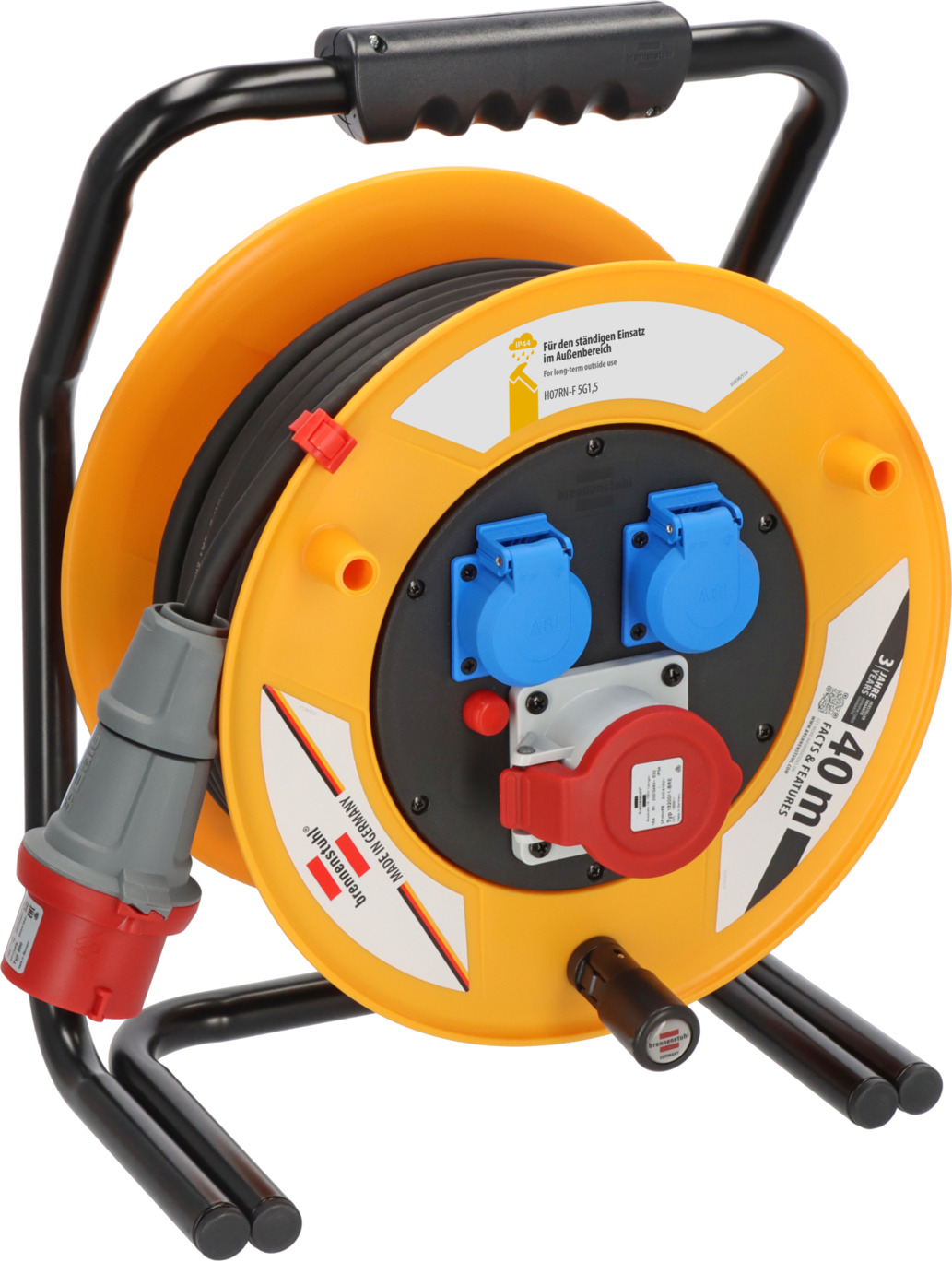 Professional Brobusta CEE 1 IP44 cable reel 40m H07RN-F 5G1,5