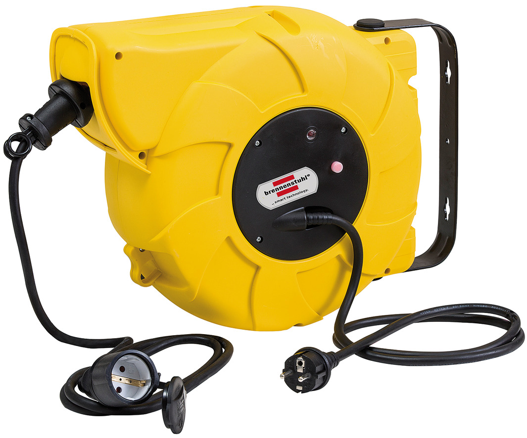 Brennenstuhl 1233121 Avvolgicavo Elettrico Professionale Standard Pro - 40 Metri, IP44, 4 Prese Con Sportello, Fabbricato In Francia