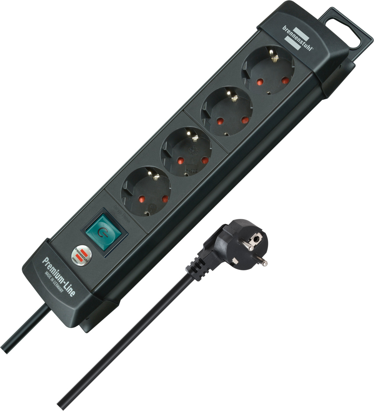Premium-Line extension lead 4-way black 1,8m H05VV-F 3G1,5