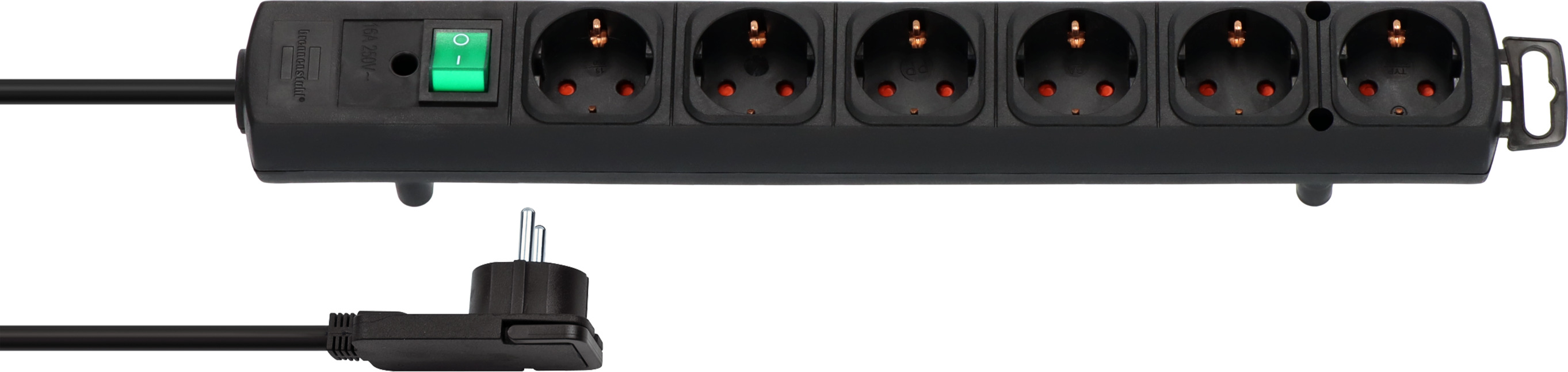 Comfort Line Plus extension lead with flat plug 6-way black 2m