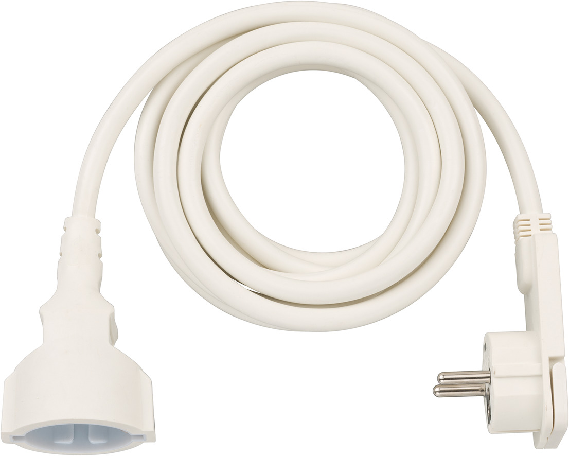 Quality Plastic Extension Cable with Flat Plug 3m H05VVF3G1.5 white