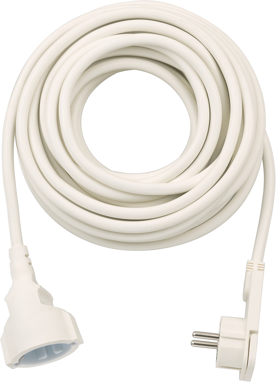 Short Extension Cable With Angled Flat Plug 10m H05VVF3G1.5 white