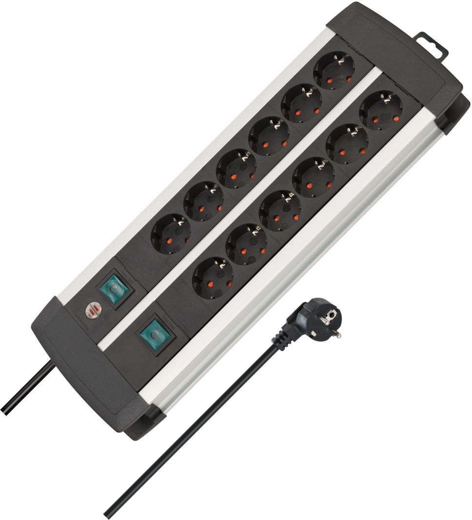 Premium-Alu-Line Technics extension lead 12-way Duo black 3m Premium-Alu-Line Technics extension lead 12-way Duo black 3m