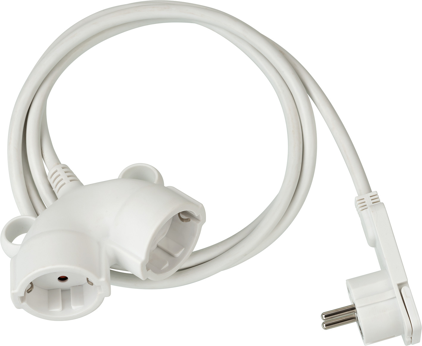 Quality plastic extension cable 3m H05VV-F 3G1.5 white with a flat plug and  double coupling