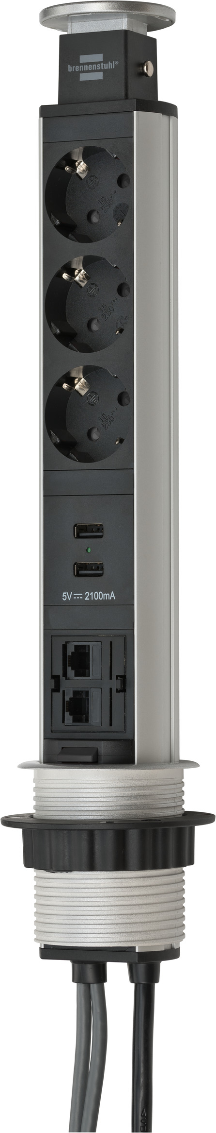 8 Way Tower Extension Lead 2x USB Charging Ports 2m 