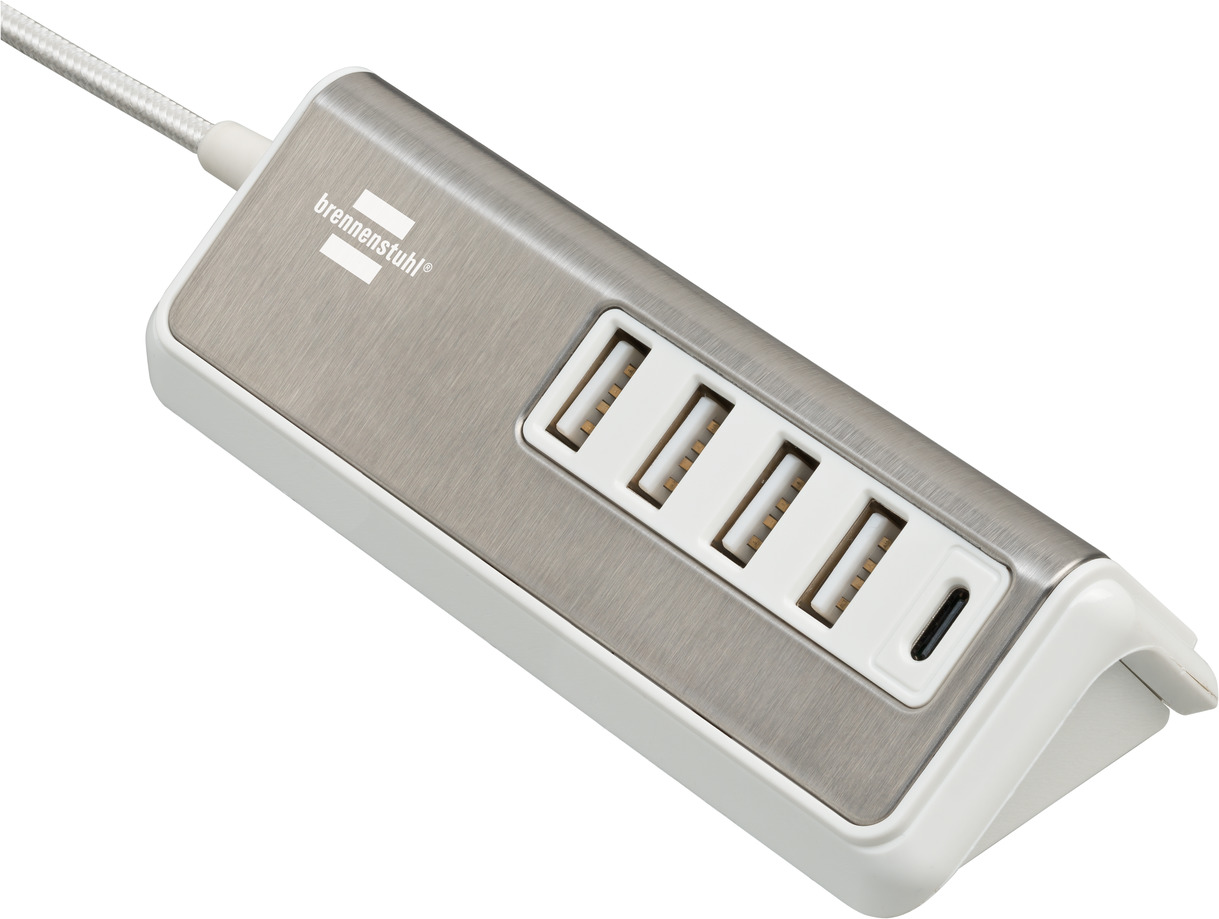 hane tilbagebetaling by brennenstuhl®estilo USB multi charger with 1.5m textile cable 4x USB + 1x  USB C | brennenstuhl®