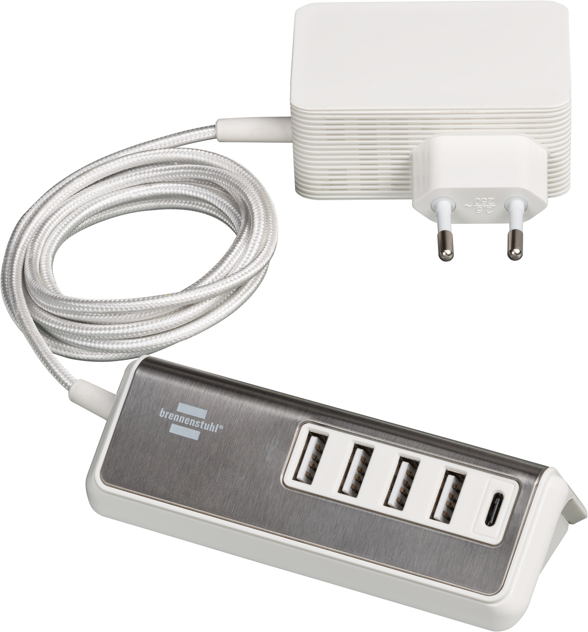 brennenstuhl®estilo USB multi charger with 1.5m textile cable 4x