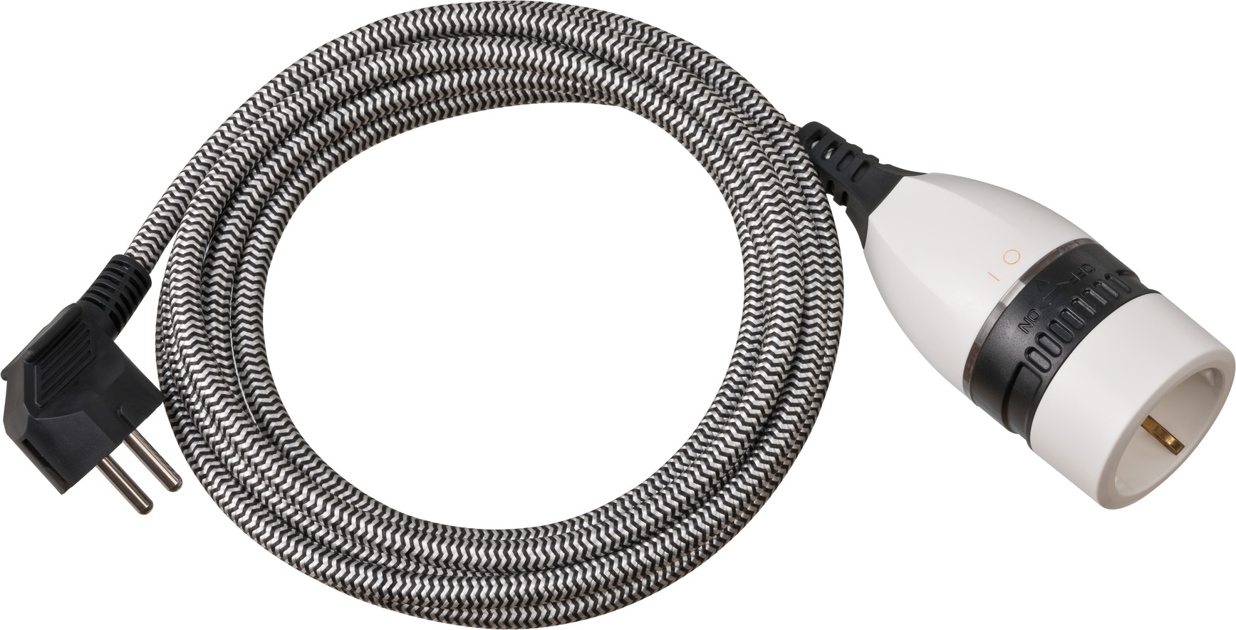 Quality plastic extension cable 3m H05VV-F 3G1.5 white with a flat plug and  double coupling