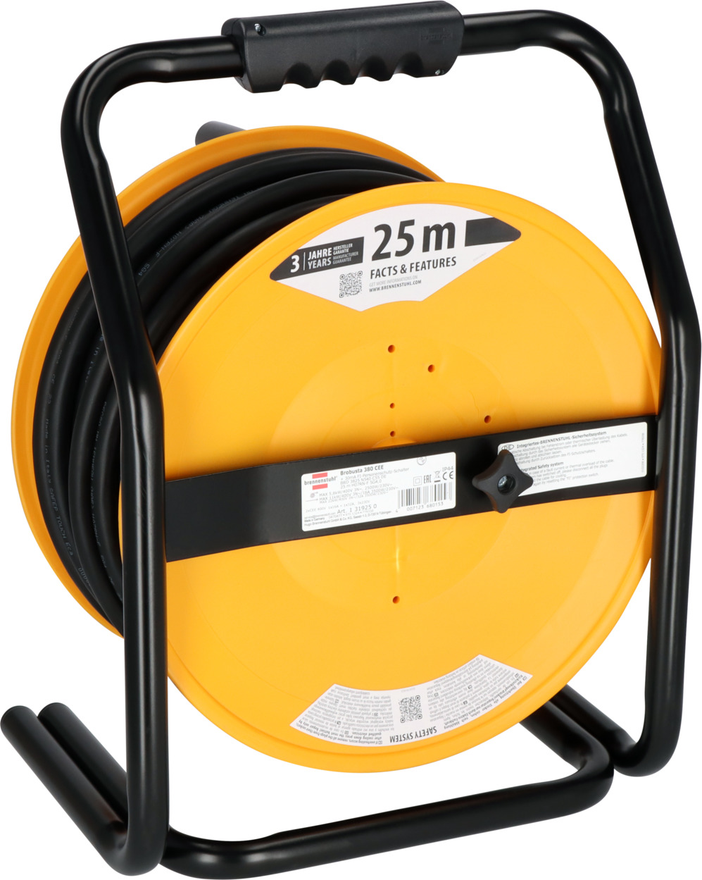 Professional Brobusta CEE 2 FI IP44 cable reel 25m H07RN-F 5G4.0
