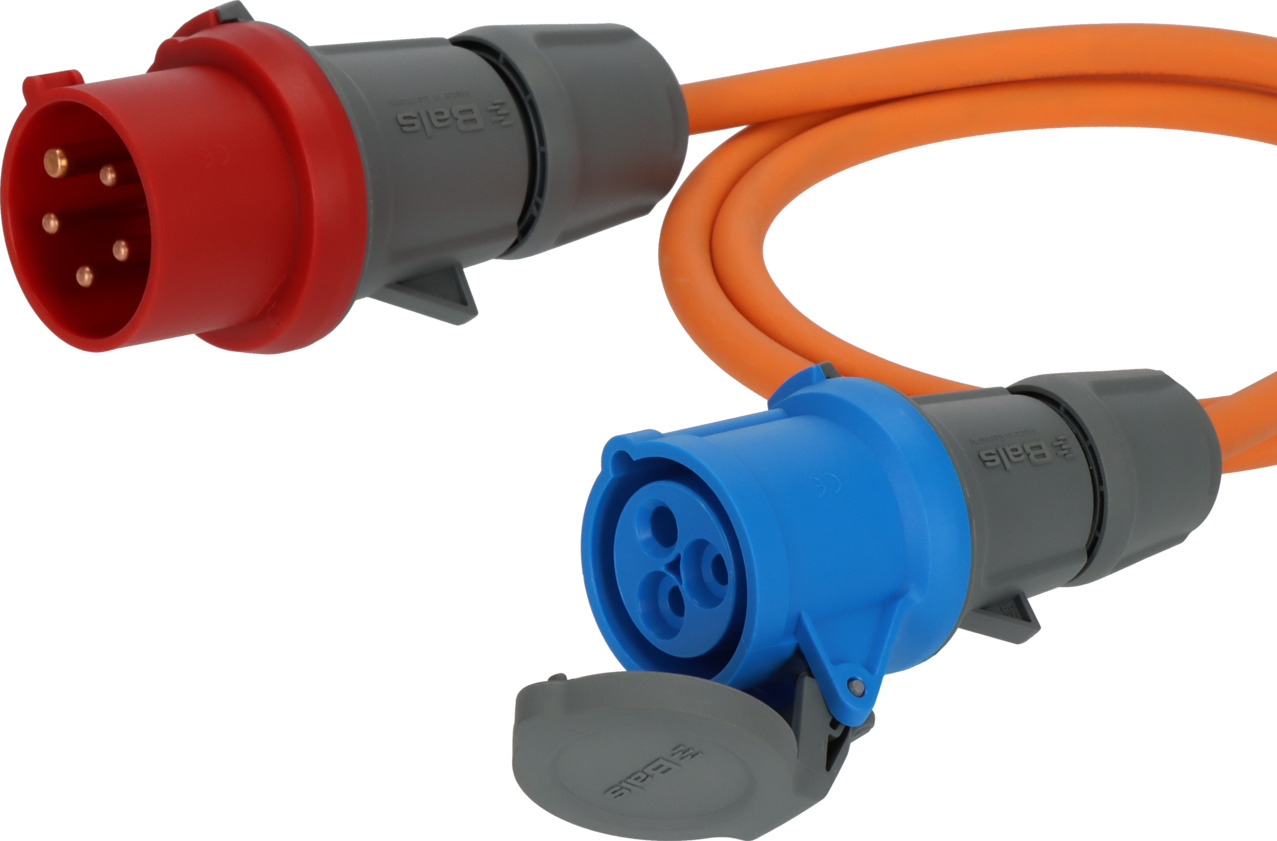 Camping/Maritime adapter cable IP44 1.5m orange H07RN-F 3G2.5 CEE
