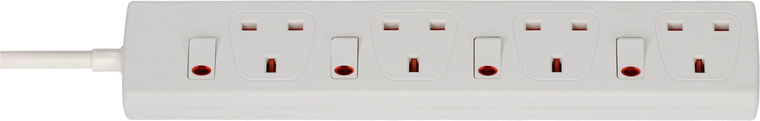 Extension lead 4way individually switchable white 2m H05VVF3G1.25 *GB