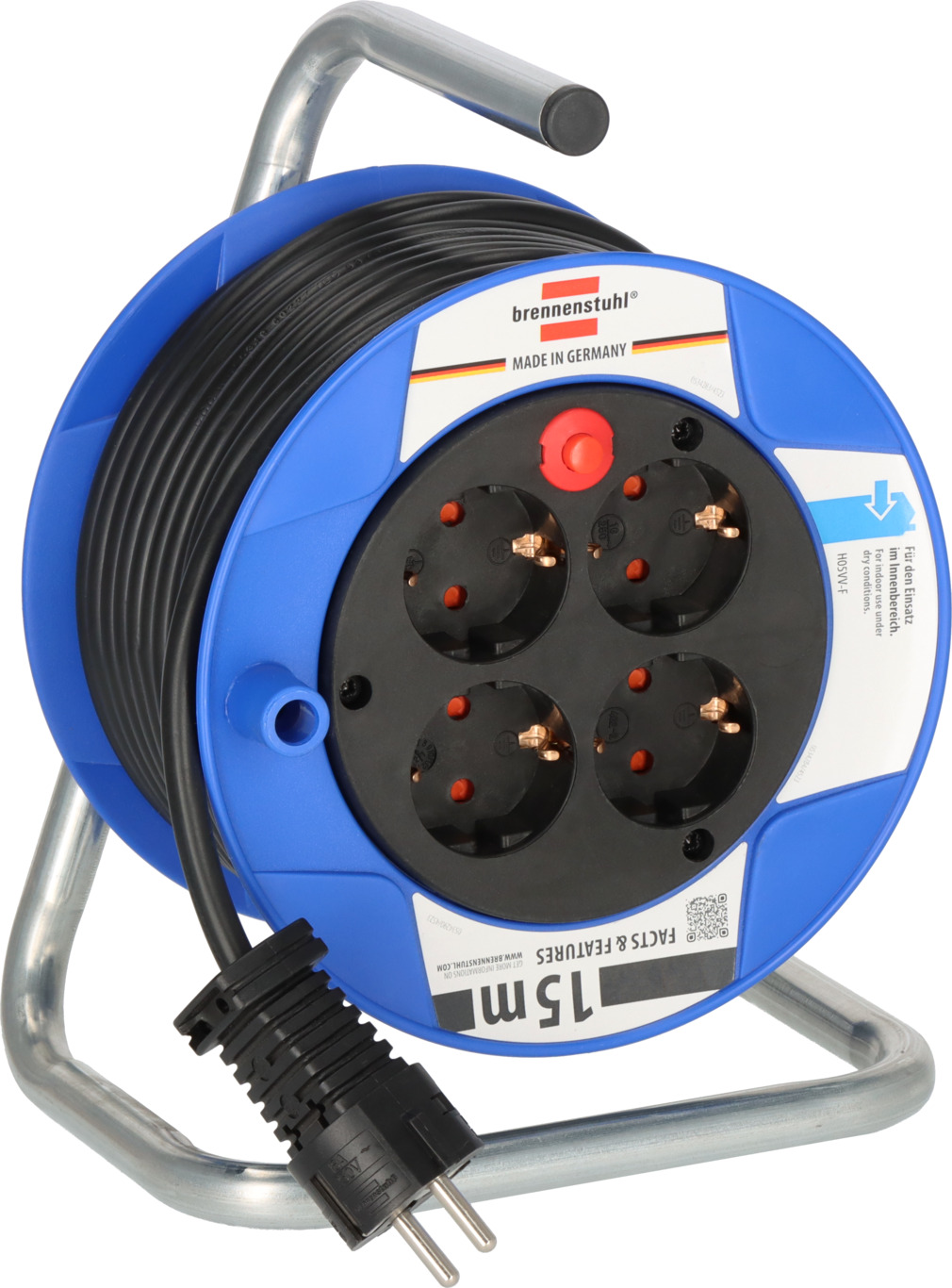 Compact cable reel black 15m H05VV-F 3G1,5 | brennenstuhl®