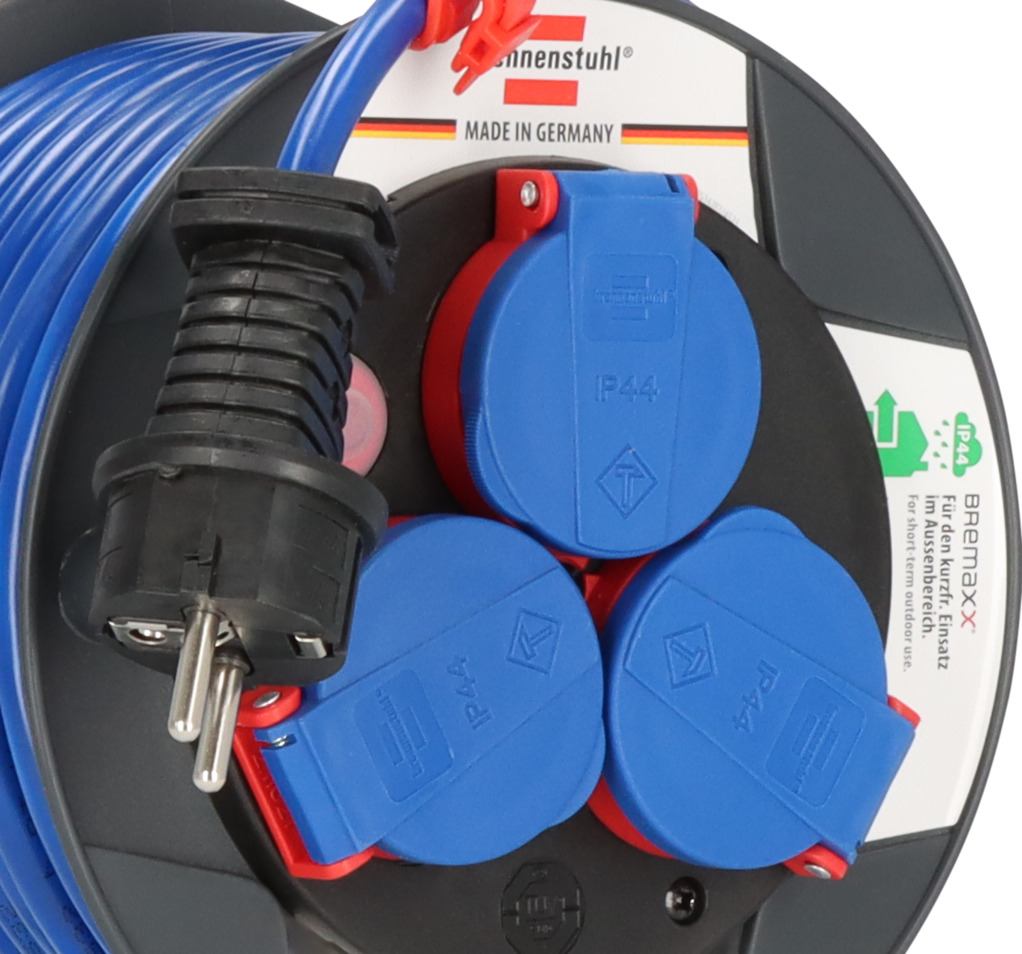 Brennenstuhl Garant 1148773 Avvolgicavo Da 25m 110V 16A Con Doppia Presa - Professionale Per Officina