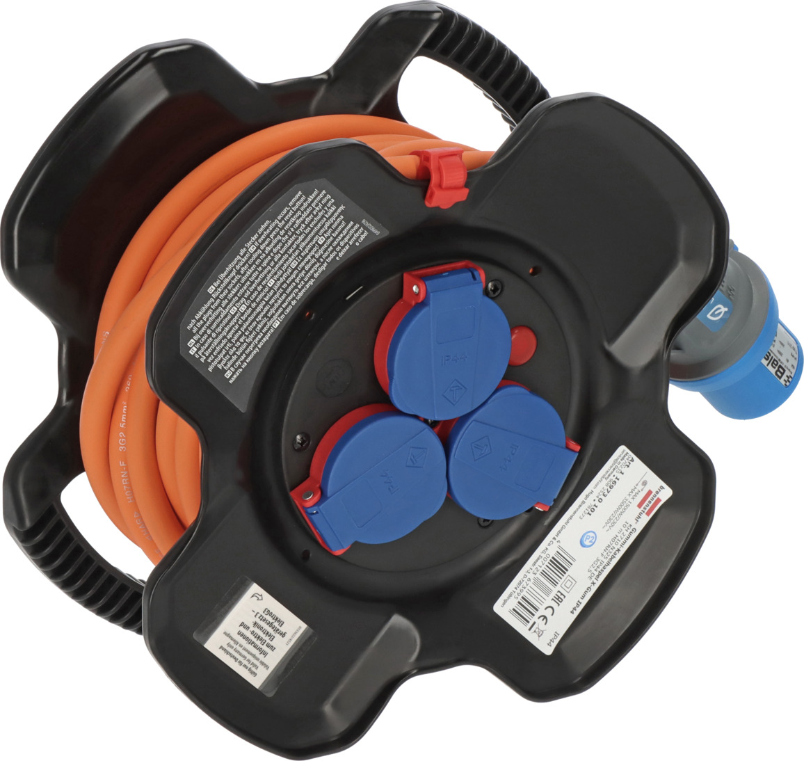 Rubber Cable Reel X-Gum CEE IP44 for Camping-/Maritim 10m H07RN-F
