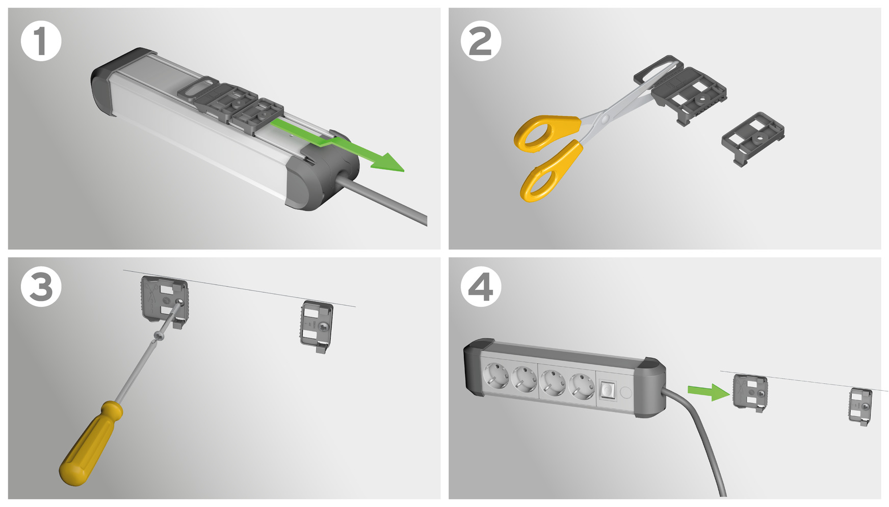 Premium Alu-Line extension lead with switch 8-way 3m H05VV-F 3G1.5