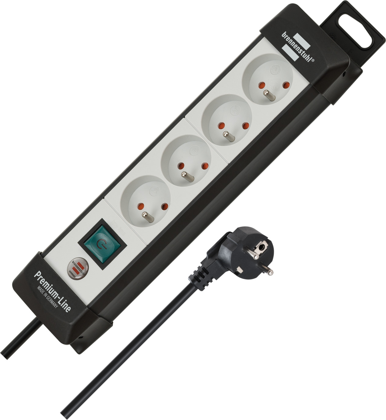 Listwa zasilająca Premium-Line 4 gniazda czarno-szary 1,8m H05VV-F