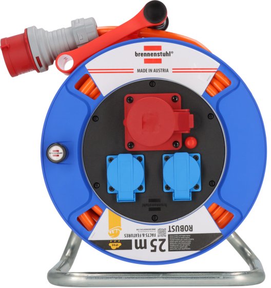 Garant CEE/5 Kabeltrommel ST 300 IP44, 1x CEE 400V/16A + 2x Typ F, 25m AT-N07V3V3-F 5G2,5 orange - Produktansicht