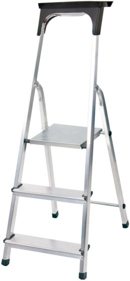 Haushaltsleiter Aluminium mit Arbeitsschale 3 Stufen Plattformhöhe 0,54m - Produktbild