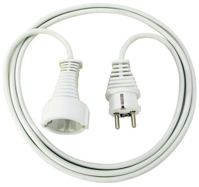 Qualitäts-Kunststoff-Verlängerungskabel 3m weiß H05VV-F 3G1,5