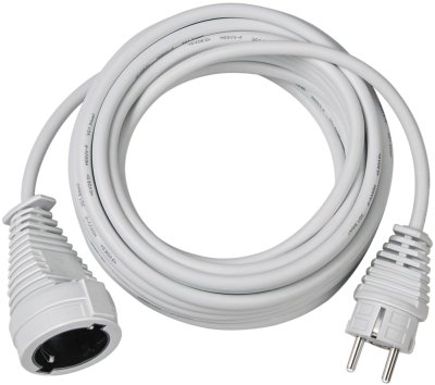Qualitäts-Kunststoff-Verlängerungskabel 10m weiß H05VV-F 3G1,5