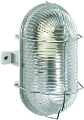 Wand- und Deckenleuchte oval mit verzinkten Drahtbügeln grau IP44