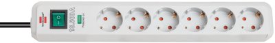 Eco-Line 13.500A Überspannungsschutz-Steckdosenleiste 6-fach lichtgrau 1,5m H05VV-F 3G1,0