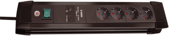 Premium-Line 30.000A &Uuml;berspannungsschutz-Steckdosenleiste 4-fach schwarz 1,8m H05VV-F 3G1,5 - Produktbild