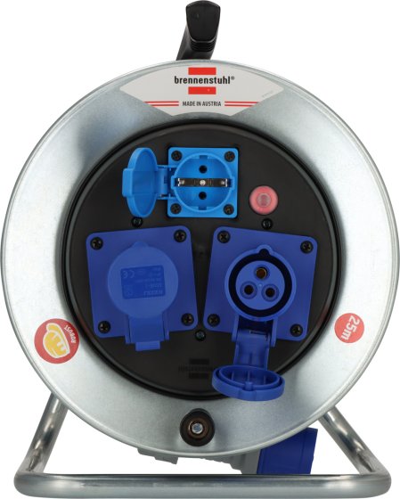 BAT CEE/3 Kabeltrommel SK 290 IP44, 2x CEE 230V/16A, 1x typ F, 25m H07RN-F 3G2,5 - Produktansicht