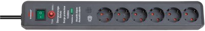 Secure-Tec 19.500A Überspannungsschutz-Steckdosenleiste Akustik 6-fach anthrazit 3m H05VV-F 3G1,5