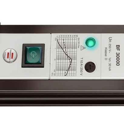 Premium-Line 30.000A Überspannungsschutz-Automatiksteckdosenleiste 5-fach schwarz/lichtgrau 3m H05VV-F 3G1,5 1 Master 4 Slave - Produktansicht