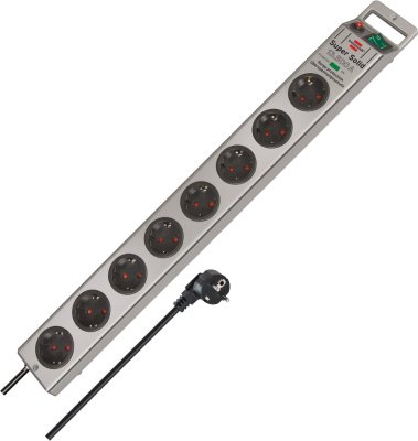 Super-Solid 13.500A Überspannungsschutz-Steckdosenleiste 8-fach silber 2,5m H05VV-F 3G1,5