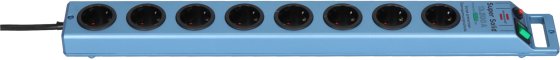 Super-Solid &Uuml;berspannungsschutz-Steckdosenleiste 13.500 A 8-fach blaumetallic 2,5 m H05VV-F 3G1,5 - Produktbild