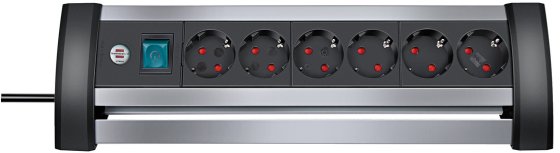 Alu-Office-Line Steckdosenleiste 6-fach 3m H05VV-F 3G1,5 - Produktbild