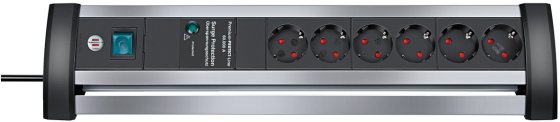Alu-Office-Line 60.000A Überspannungsschutz-Steckdosenleiste 6-fach 3m H05VV-F 3G1,5 - Produktbild