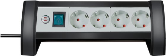 Premium-Office-Line Steckdosenleiste 4-fach schwarz/lichtgrau 1,8m H05VV-F 3G1,5 - Produktbild