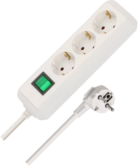 Eco-Line Steckdosenleiste mit Schalter 3-fach weiß 1,5m H05VV-F 3G1,5 - Produktbild